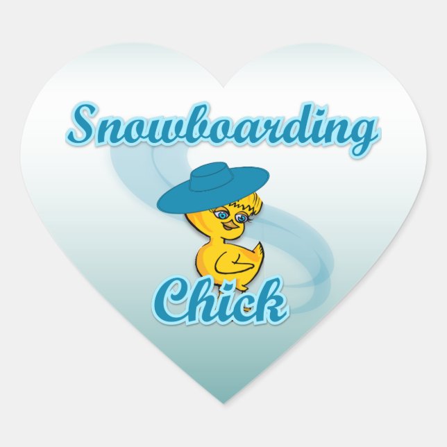 Snowboarding  Chick #3 Heart Sticker (Front)