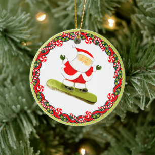 Snowboarding Christmas Collectable Ceramic Ornament