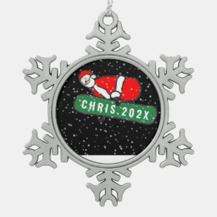 Snowboarding Christmas Collectable Snowflake Pewter Christmas Ornament