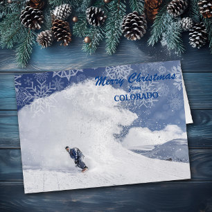 Snowboarding Colorado Snowflake Christmas Card