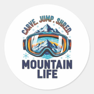 Snowboarding Cool Snowboarder Skiing Downhill Free Classic Round Sticker