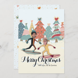 Snowboarding Couple Christmas Card