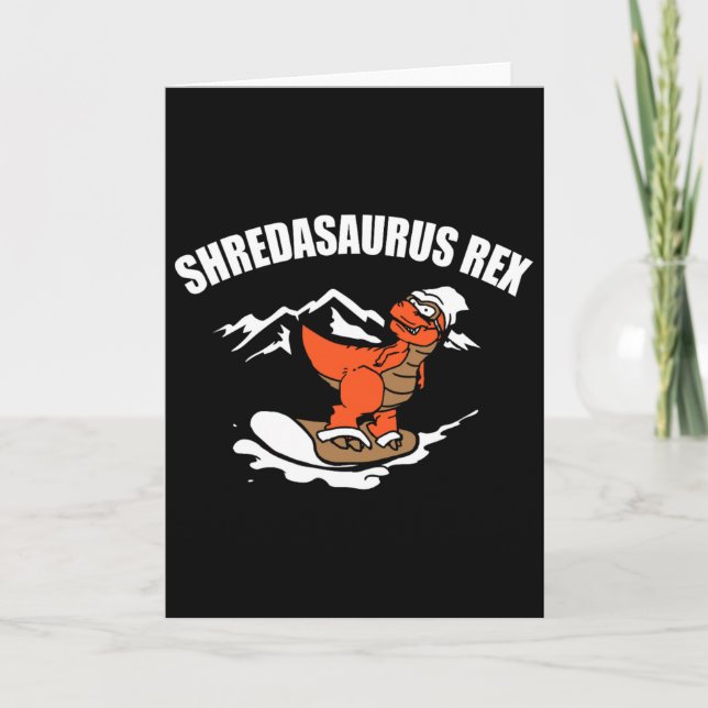 Snowboarding Dinosaur Funny Snowboard Kid Gift  Card (Front)