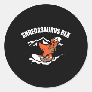 Snowboarding Dinosaur Funny Snowboard Kid Gift Classic Round Sticker