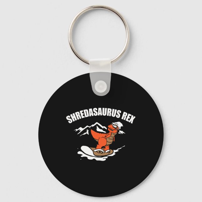 Snowboarding Dinosaur Funny Snowboard Kid Gift  Key Ring (Front)