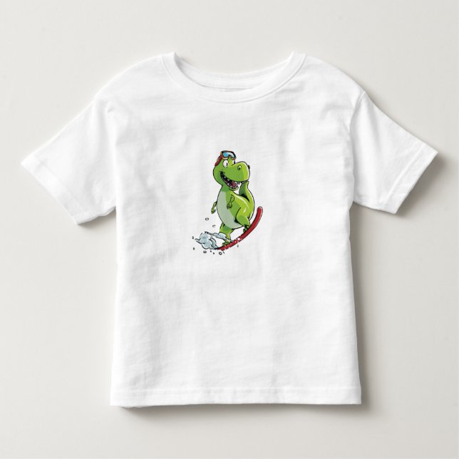 Snowboarding Dinosaur Toddler T-Shirt (Front)