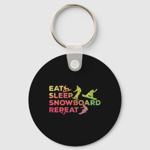 Snowboarding Eat Sleep Snowboard Repeat I Snowboar Key Ring