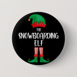 Snowboarding Elf Christmas Party Matching Family G 6 Cm Round Badge
