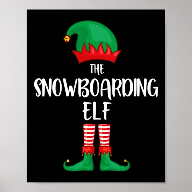 Snowboarding Elf Christmas Party Matching Family G Poster (Front)
