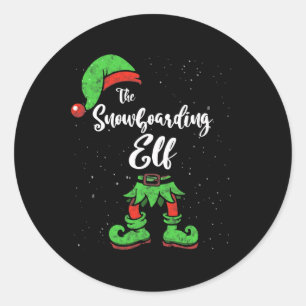 Snowboarding Elf Matching Family Christmas Pajama Classic Round Sticker