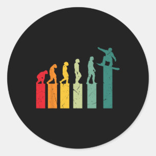 Snowboarding Evolution Mountains Ski Slope Snowboa Classic Round Sticker