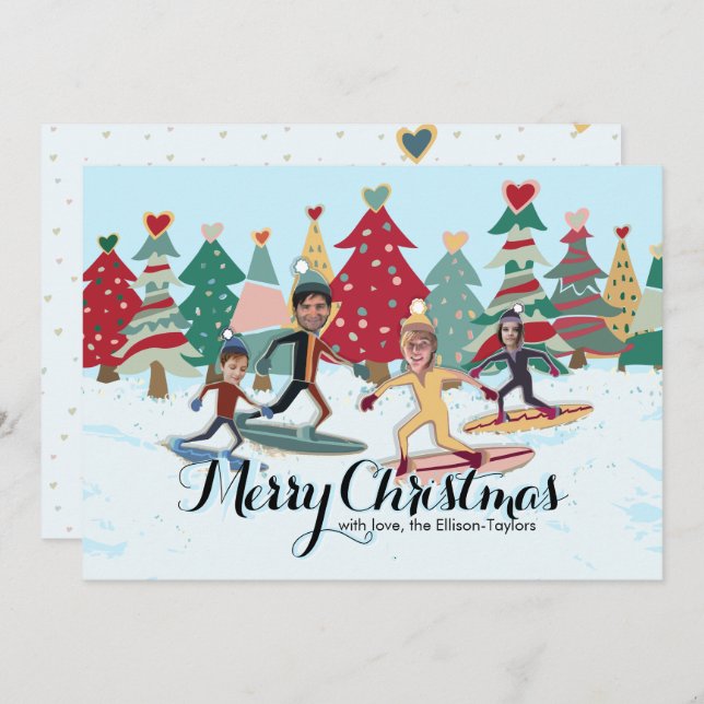 Snowboarding Family Christmas Card (Front/Back)