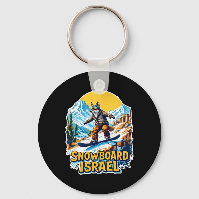 Snowboarding Fox Adventure In Israel  Key Ring (Front)
