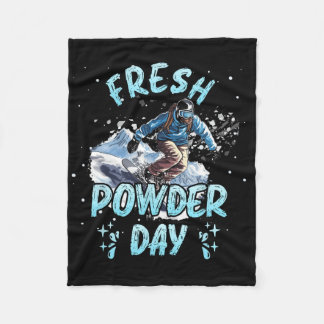 Snowboarding Fresh Powder Day Funny Snowboard Chil Fleece Blanket
