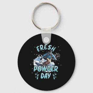 Snowboarding Fresh Powder Day Funny Snowboard Chil Key Ring