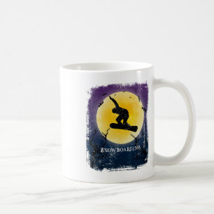 Snowboarding Full Moon Silhouette Retro Halloween Coffee Mug