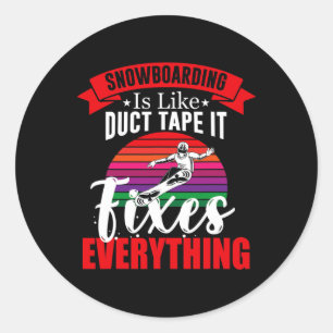 Snowboarding Fun Winter Hob  Classic Round Sticker