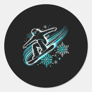 Snowboarding Funny Snowboard Snowboarder Ride Wint Classic Round Sticker