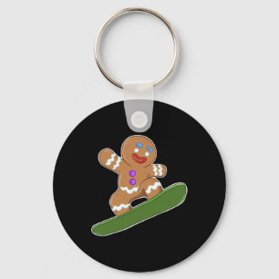 Snowboarding Gingerbread Man Key Ring