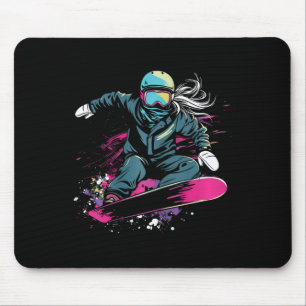 Snowboarding Girl Graphic Mouse Pad