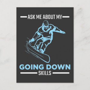 Snowboarding Going Down Skills Winter Holiday Postcard
