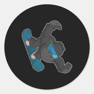 Snowboarding Gorilla Snowboard Men Women Kids Boys Classic Round Sticker