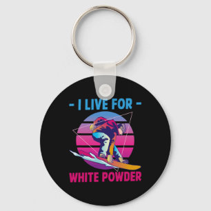 Snowboarding I Live For White Powder Retro 90s 80s Key Ring