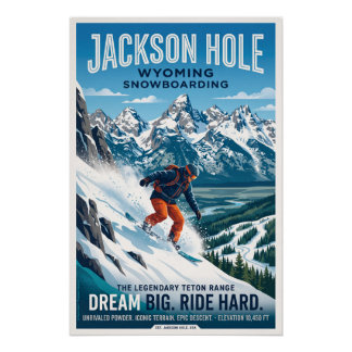 Snowboarding in Jackson Hole Poster