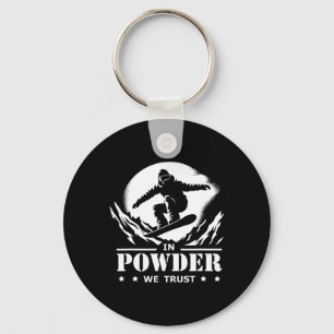 Snowboarding In Powder We Trust Graphic Key Ring