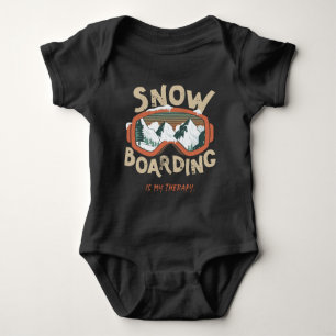 Snowboarding Is My Therapy Funny Mountain Winter Baby Bodysuit