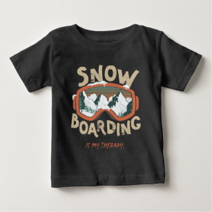 Snowboarding Is My Therapy Funny Mountain Winter  Baby T-Shirt