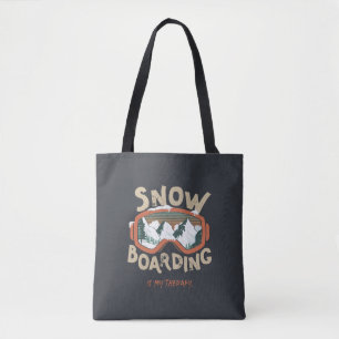 Snowboarding Is My Therapy Funny Mountain Winter  Tote Bag