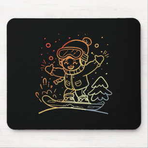 Snowboarding Kid Graphic Retro Style For Boys And  Mouse Pad