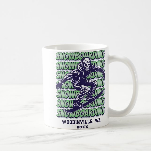 Snowboarding Location Date Name  Coffee Mug (Right)