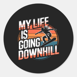 Snowboarding Lover Humour Design Funny Snowboarder Classic Round Sticker