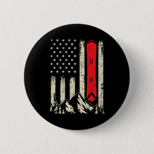 Snowboarding Lover - Usa Flag Snowboarder Wintersp 6 Cm Round Badge