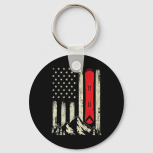 Snowboarding Lover - Usa Flag Snowboarder Wintersp Key Ring