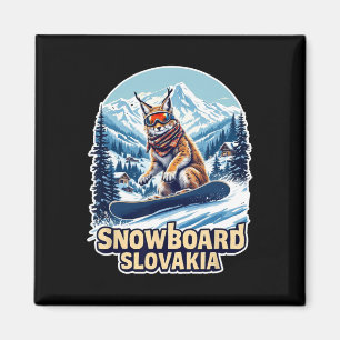 Snowboarding Lynx In Slovakia Adventure Magnet