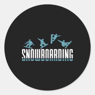 Snowboarding Men Classic Round Sticker