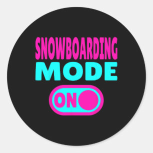 Snowboarding Mode On – Winter Sports Classic Round Sticker