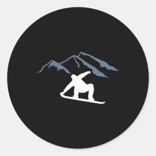 Snowboarding Mountains 1  Classic Round Sticker