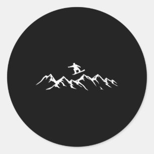 Snowboarding Mountains Snowboarder  Classic Round Sticker