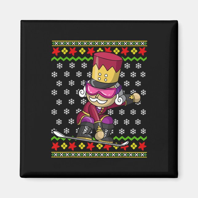 Snowboarding Nutcracker Snowboard Ugly Christmas S Magnet (Front)