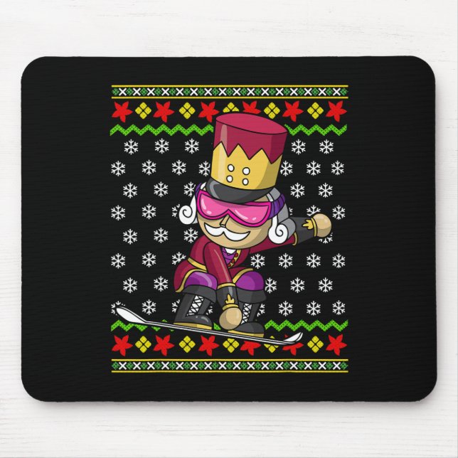 Snowboarding Nutcracker Snowboard Ugly Christmas S Mouse Pad (Front)