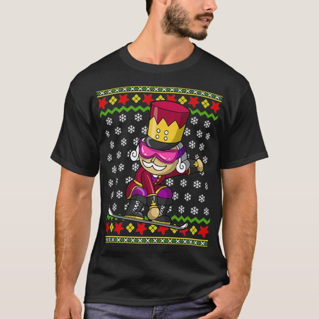 Snowboarding Nutcracker Snowboard Ugly Christmas S T-Shirt (Front)