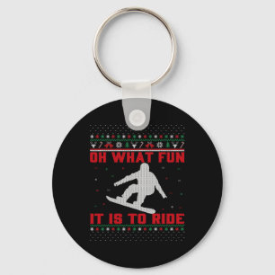 Snowboarding Oh What Fun It Is To Ride Christmas U Key Ring