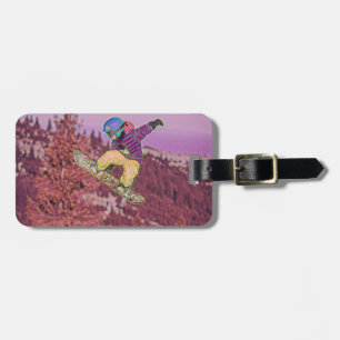 Snowboarding painting luggage tag