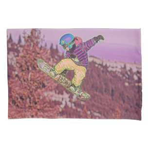 Snowboarding painting pillowcase