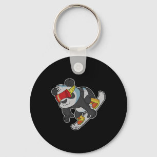 Snowboarding Panda Bear  Key Ring