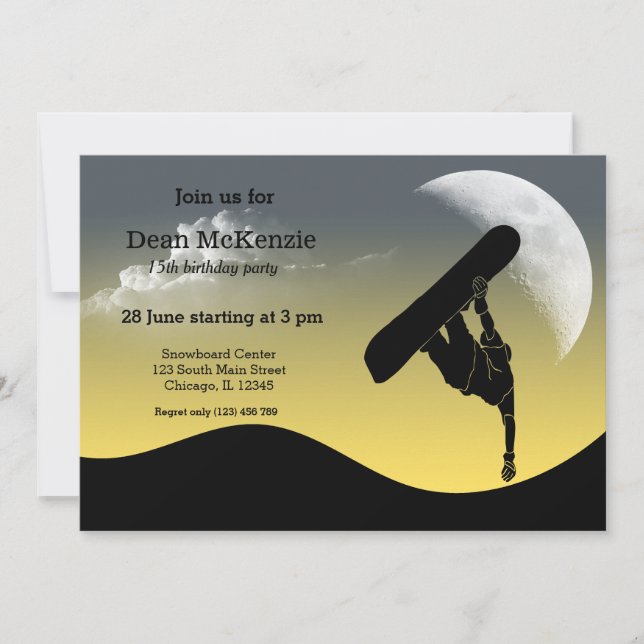 Snowboarding Party Invitation (Front)